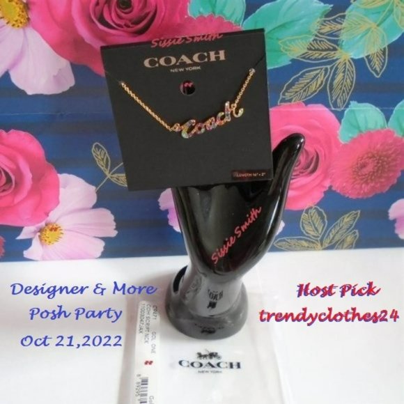 NWT Coach Signature Script Necklace - Picture 7 of 7